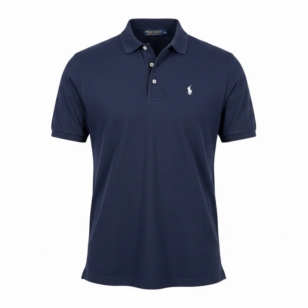 Polo Golf Ralph Lauren Vintage Lisle Pima Cotton Navy Mens Large Polo Shirt